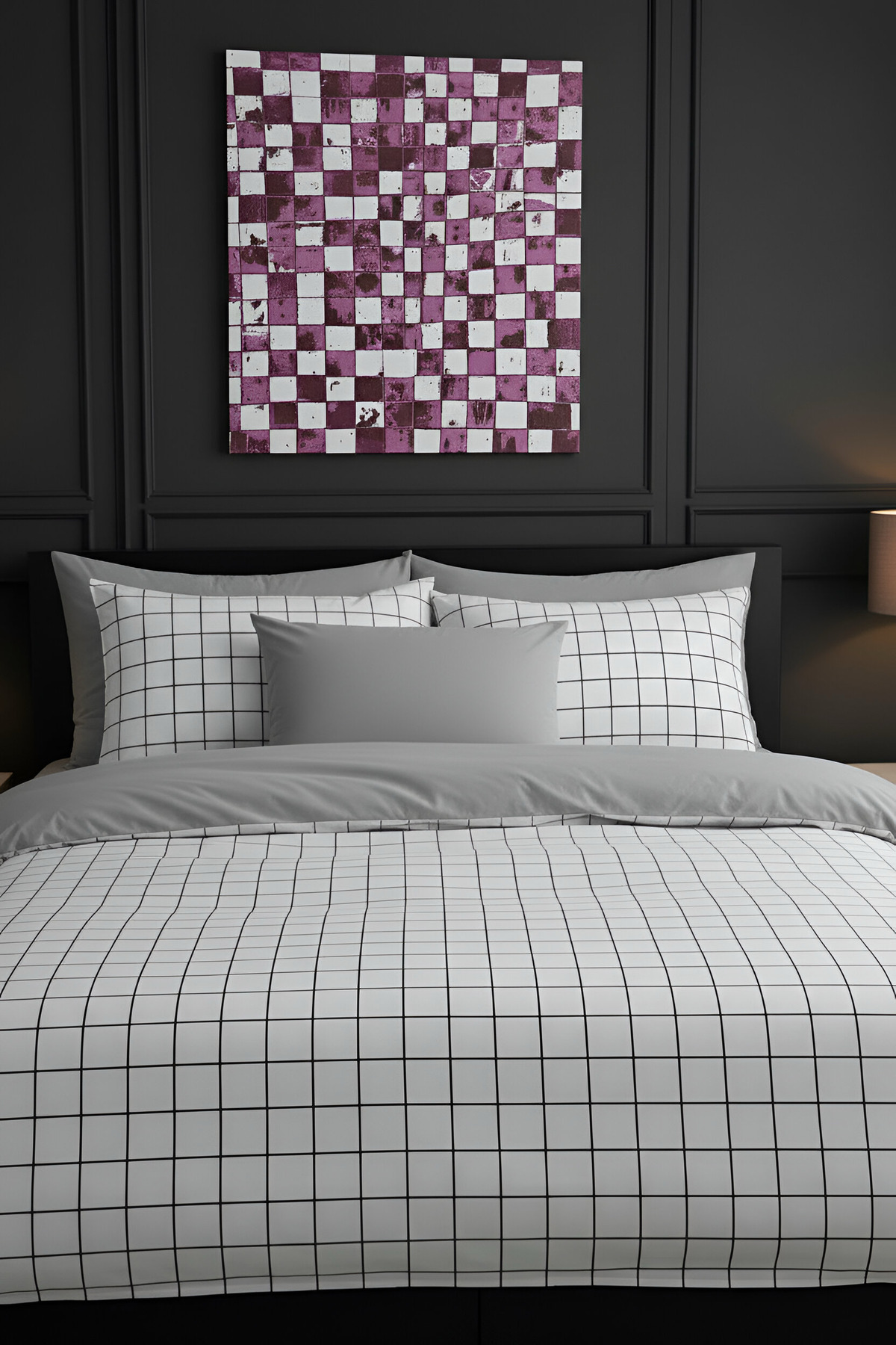 Rimo Home Çift Kişilik Çift Taraflı Nevresim Takımı Kareli fotoğrafı 2 (önizleme)