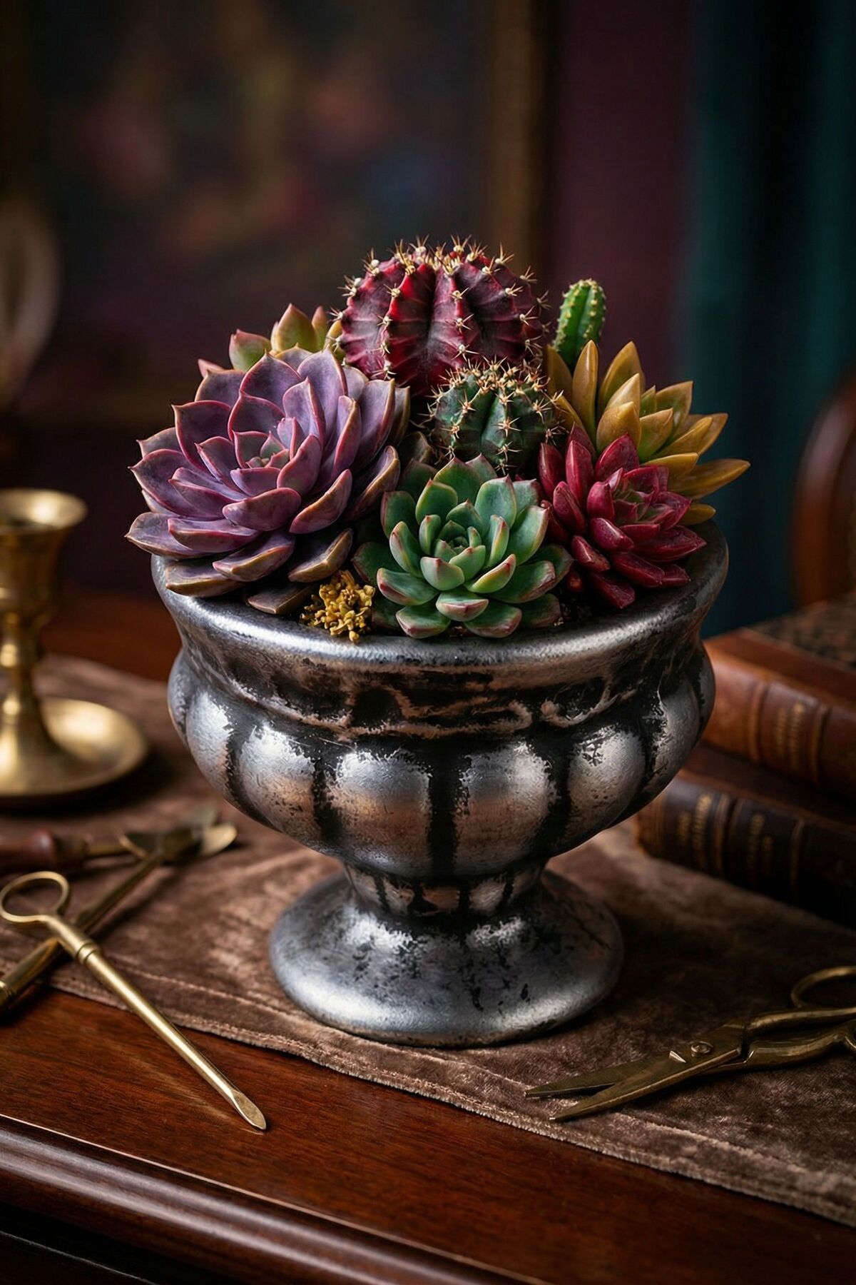 Flower Pot Decorative Flower Pot Cactus Flower Pot Succulent Flower Pot Small Flower Pot Model 34 Silver Antiquated Flower Pot