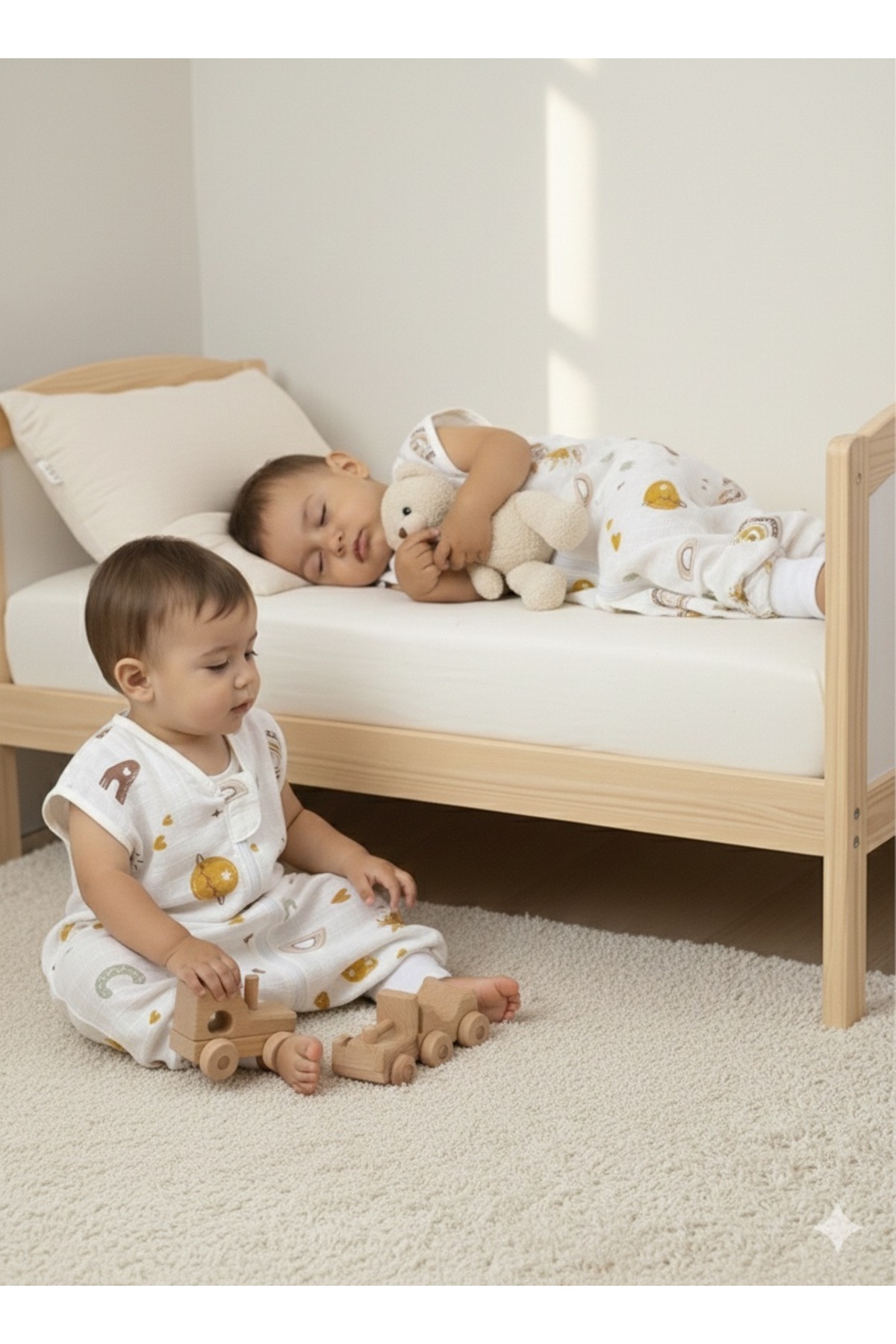 Las Vivas Kids Yazlık Müslin Uyku Tulumu, 0.5 Tog Tek Katlı Çocuk Uyku Tulumu,gökkuşağı Desenli Bebek Unisex Tulum fotoğrafı 2 (önizleme)