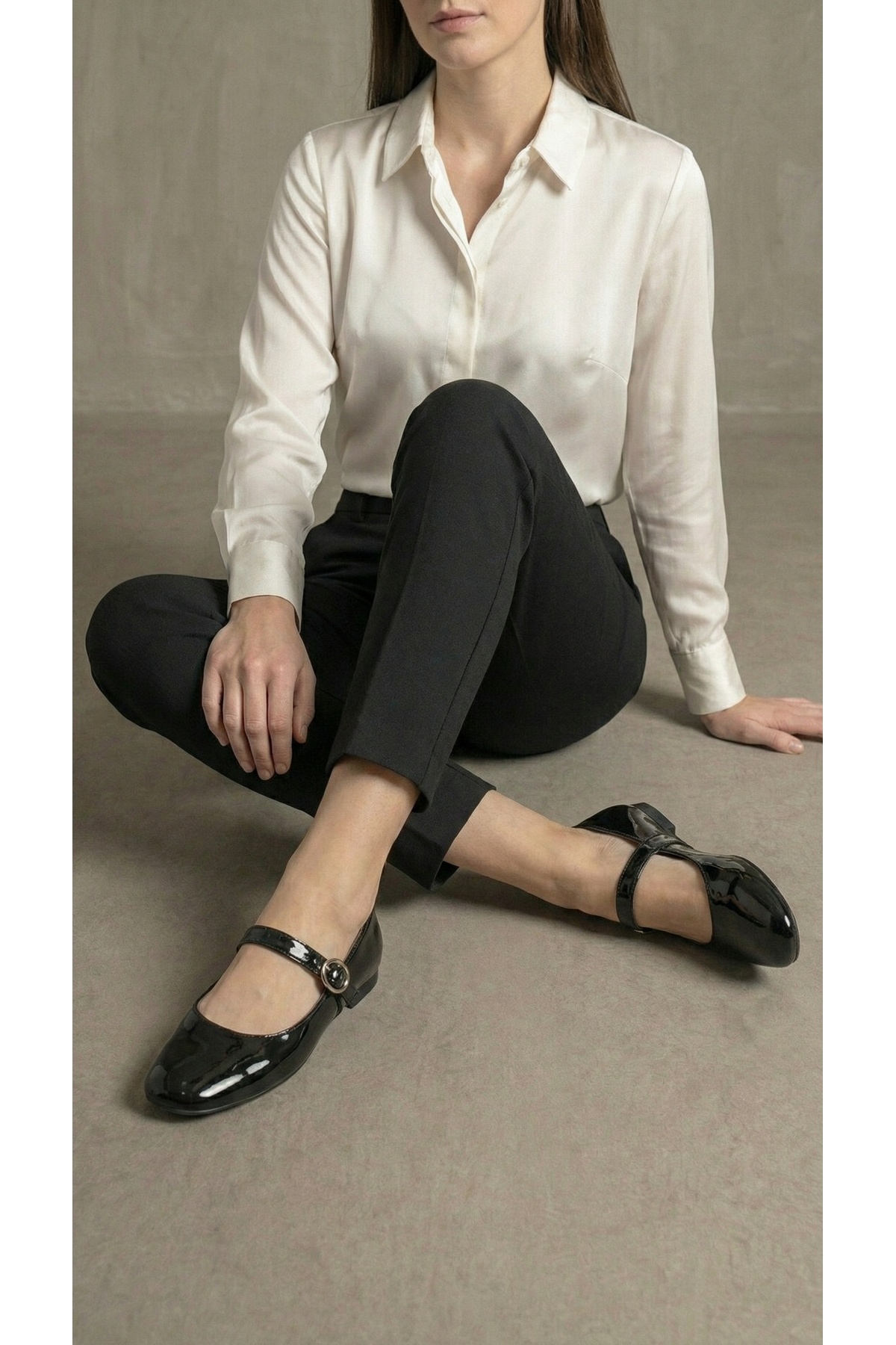 Beyond   Kadın Siyah Tokalı Rugan 1cm Mary Jane Babet BYNDSHR04 - Görsel 5