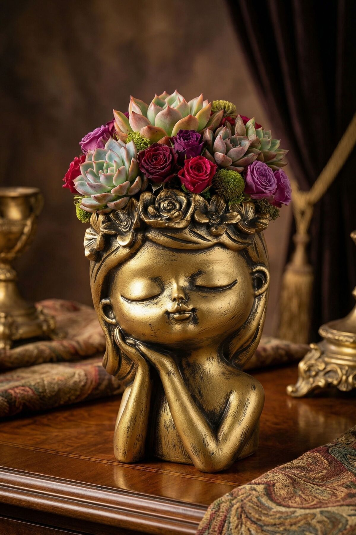 Flower Pot Decorative Flower Pot Cactus Flower Pot Succulent Flower Pot Small Flower Pot Model 47 Gold Tight Flower Pot