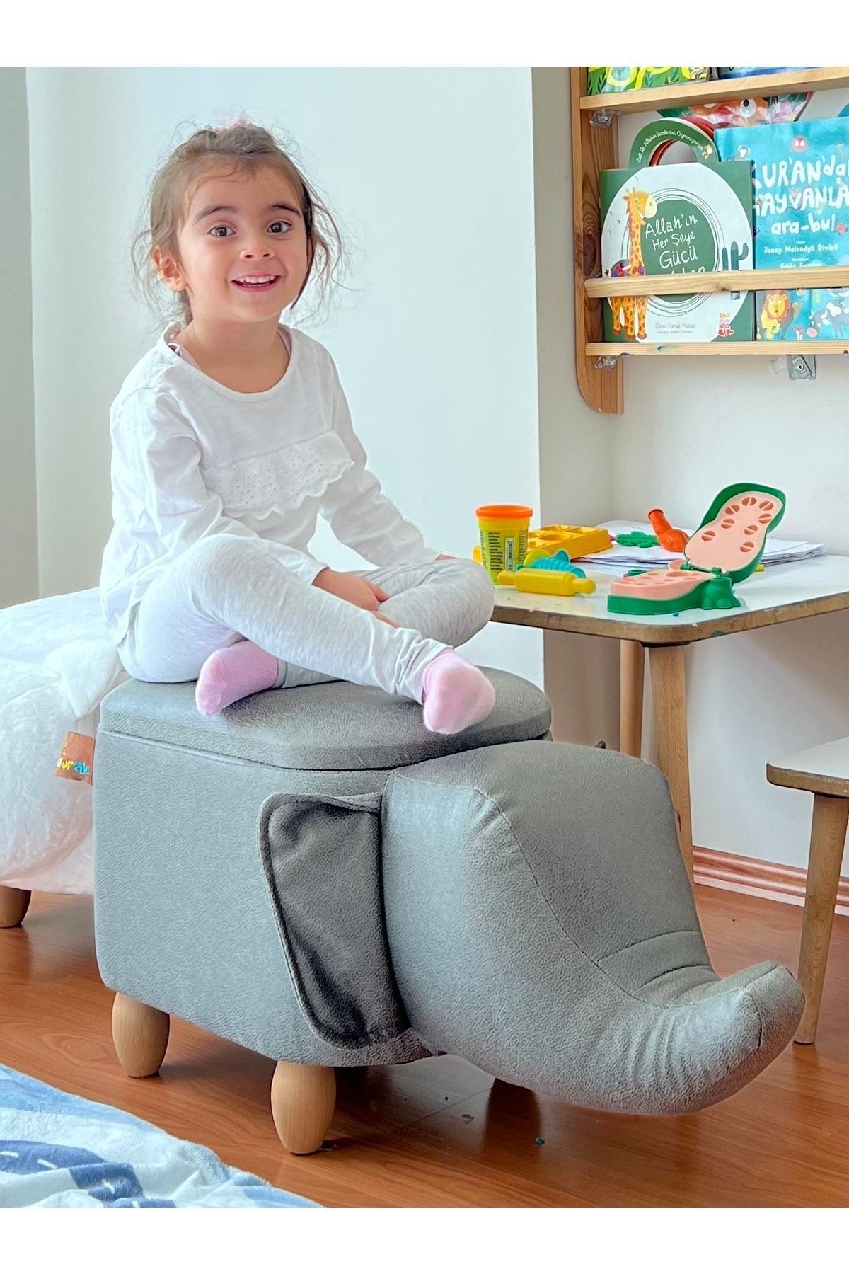 zooturak Organizer Fil Rokka Hayvanlı Puf Çocuk Koltuğu fotoğrafı 2 (önizleme)