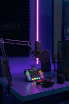 Midex Arcade Pack-3 MEDLEY Ses Kartı ve MX-2020 Mikrofon Gaming Canlı Yayın S...