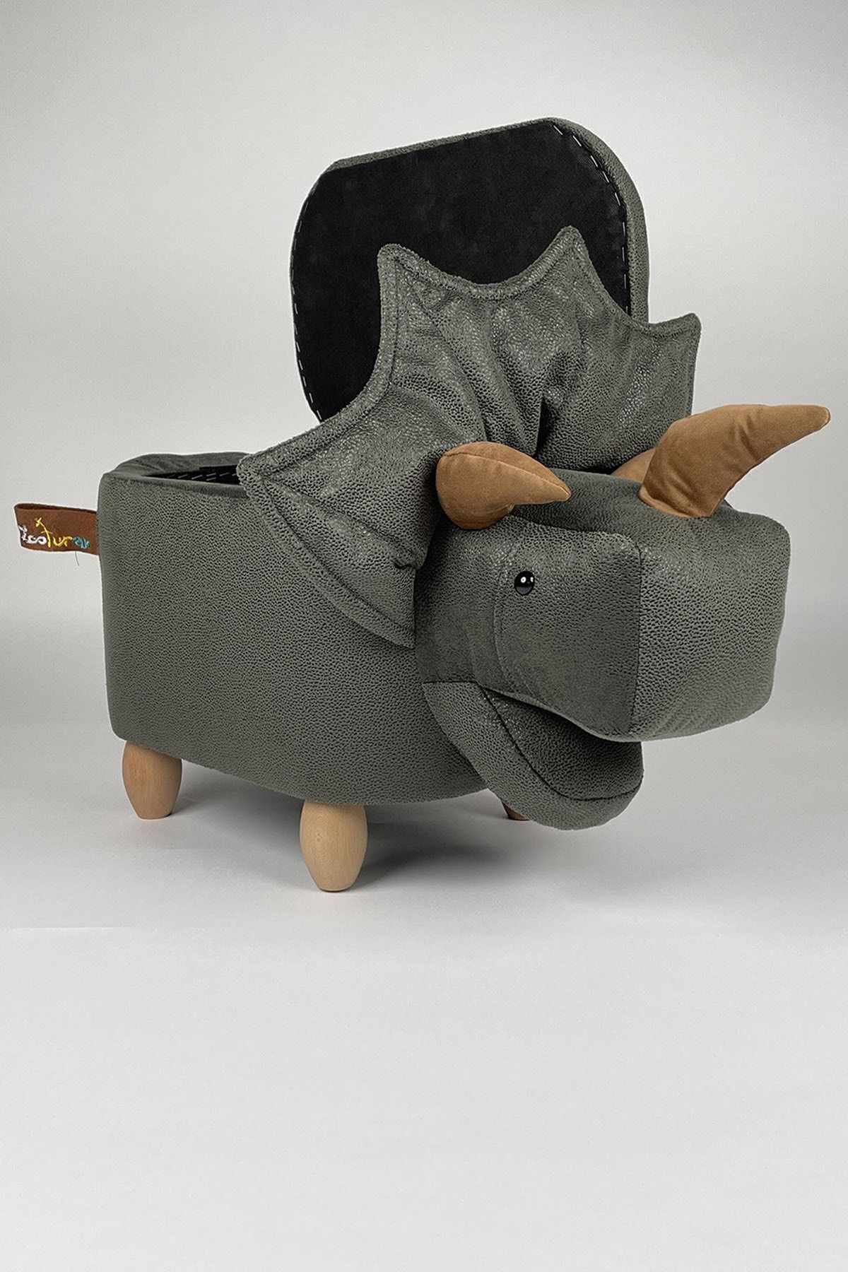 zooturak Organizer Boynuzlu Dinazor Pantos Hayvanlı Puf Çocuk Koltuğu fotoğrafı 4 (önizleme)