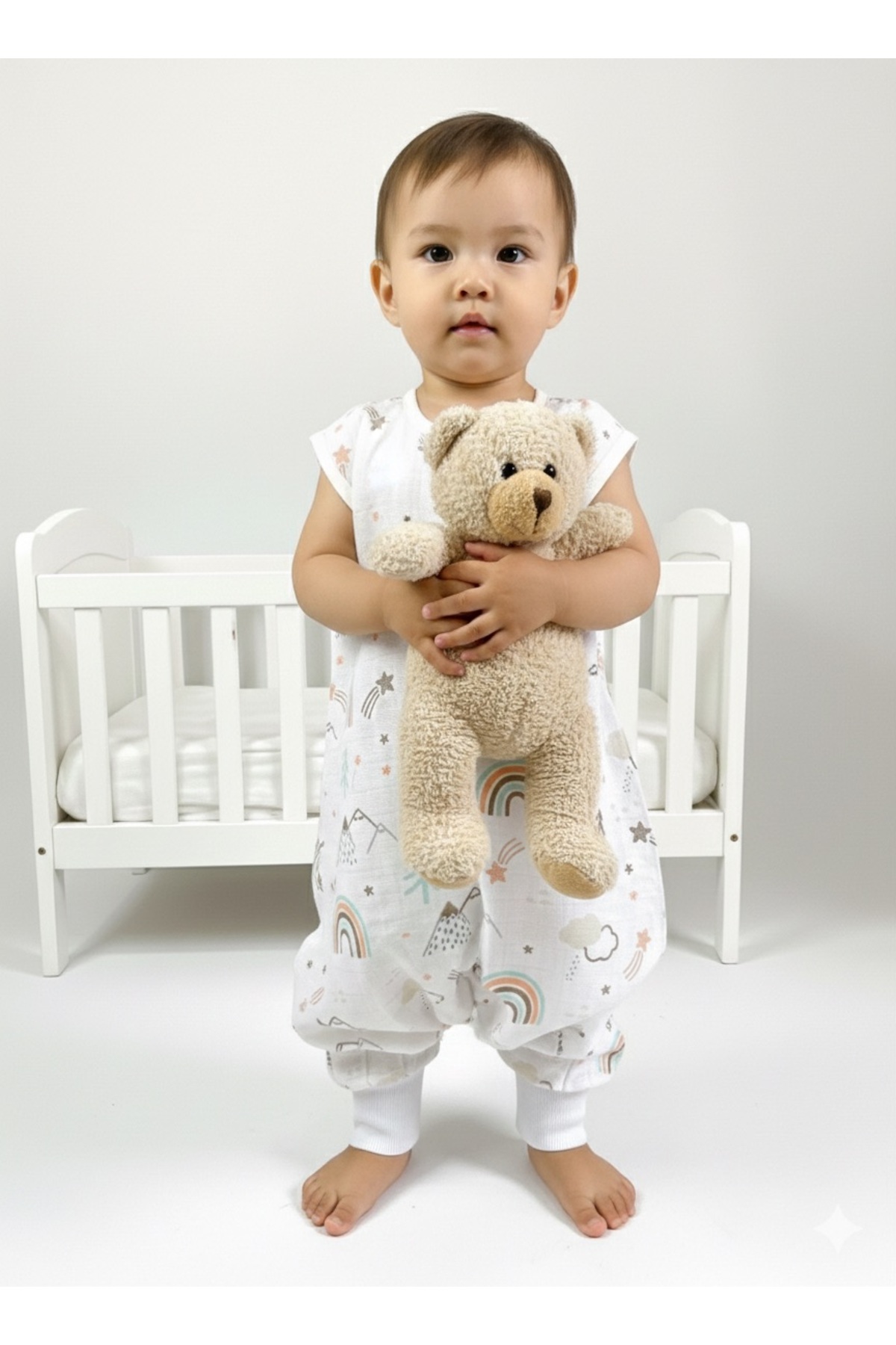 Las Vivas Kids Yazlık Müslin Uyku Tulumu, 0.5 Tog Tek Katlı Çocuk Uyku Tulumu,gökkuşağı Desenli Bebek Unisex Tulum fotoğrafı 2 (önizleme)