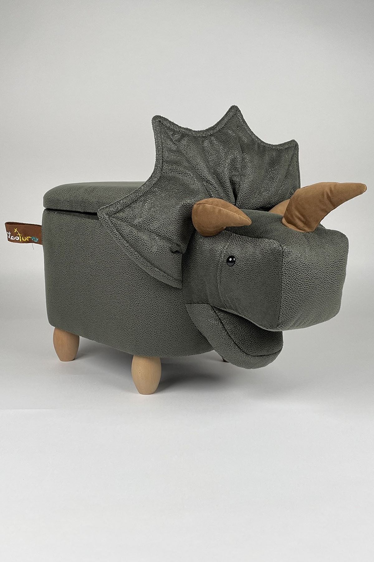 zooturak Organizer Boynuzlu Dinazor Pantos Hayvanlı Puf Çocuk Koltuğu fotoğrafı 3 (önizleme)