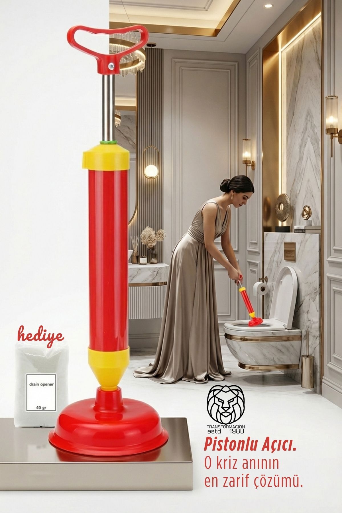 Creatividad Solutions Pistonlu Klozet Lavabo Gider Açıcı Pompa