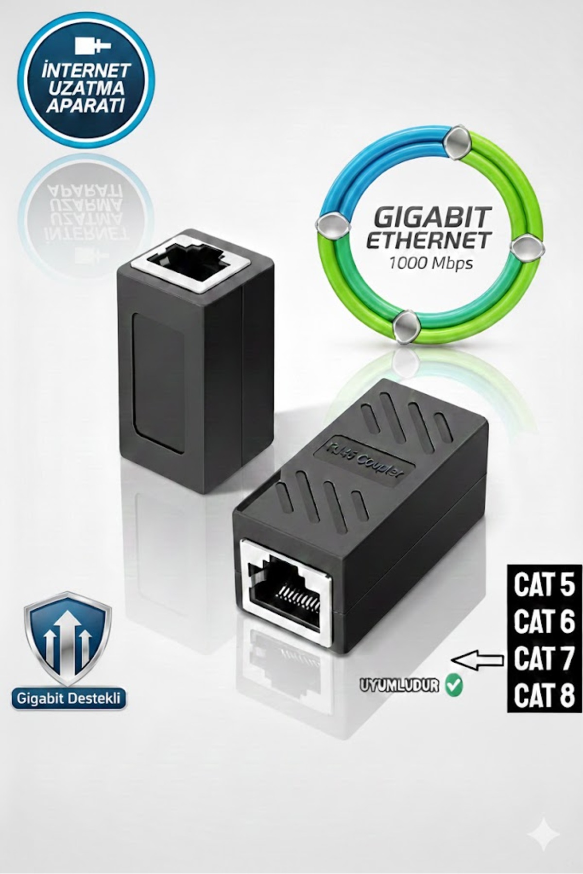 Ethernet Uzatma Kablosu Rj45 Cat5/Cat6 Cat7/8 Kuplör Genişletici Konektör Ethernet Kuplör Dişi Dişi