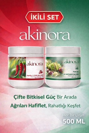 Akinora At Kestanesi Masaj Kremi 500 ml ve Biberli Masaj Jeli Kremi 500 ml