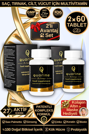 Dr.Sammy's Quarine Saç, Tırnak, Cilt ve Vücut Vitamini - 2'li Avantaj Set (2 ...