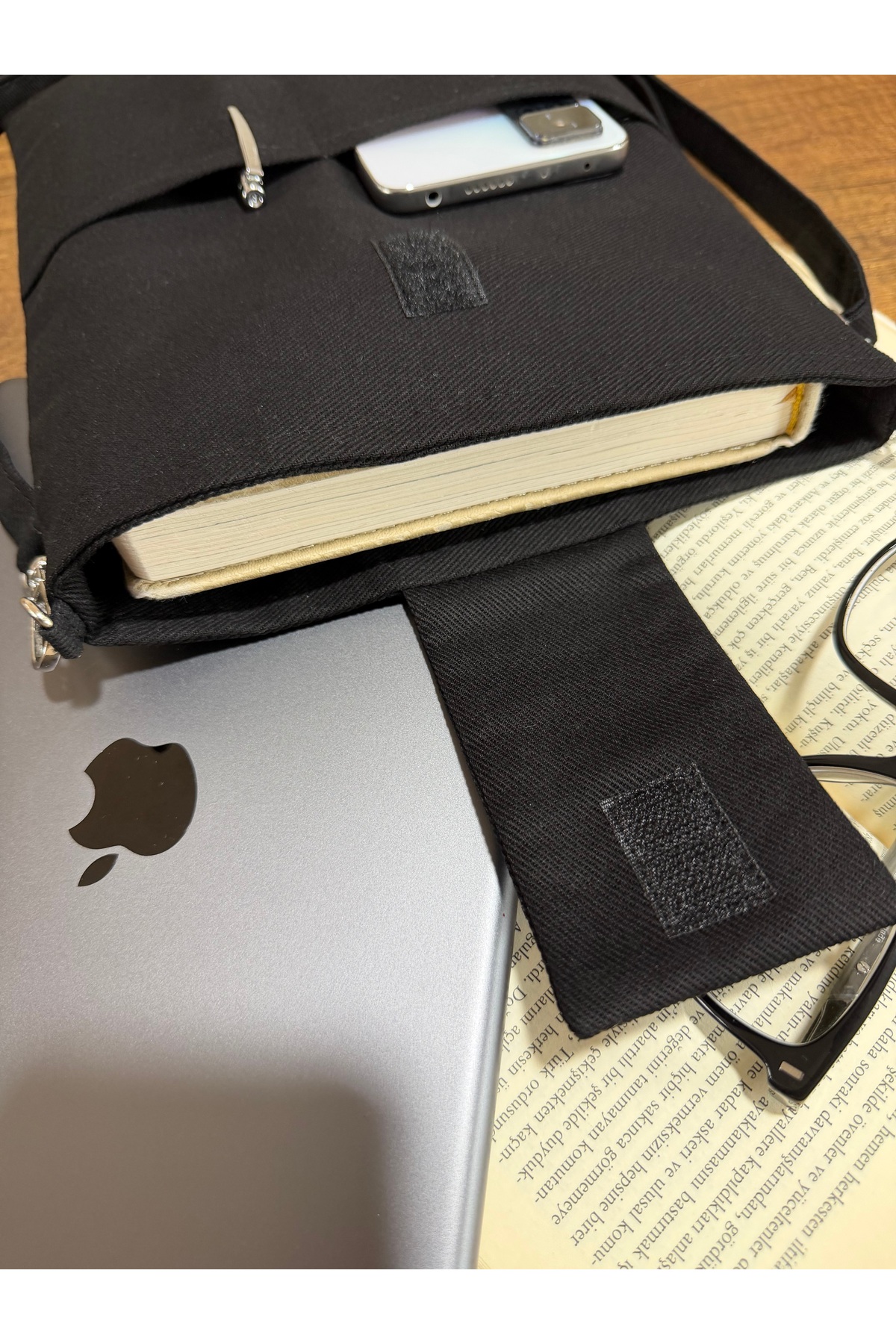 AKSESUARSEPETİ  El Yapımı Cepli Ayarlanabilir Askılı, Kılıf Çanta, Tablet Kılıfı, Kitap Çantası, Organizer Çanta, - Görsel 2