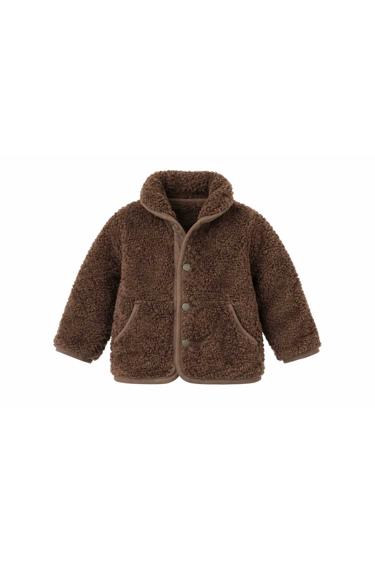 MOW Kids Unisex Kahverengi Çıtçıt Kapamalı Peluş Mont fotoğrafı 3 (önizleme)
