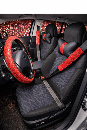 dizaynpark Pullu Prenseslere Özel Direksiyon Kılıfı Taşlı Boyun Yastığı Ve Em...