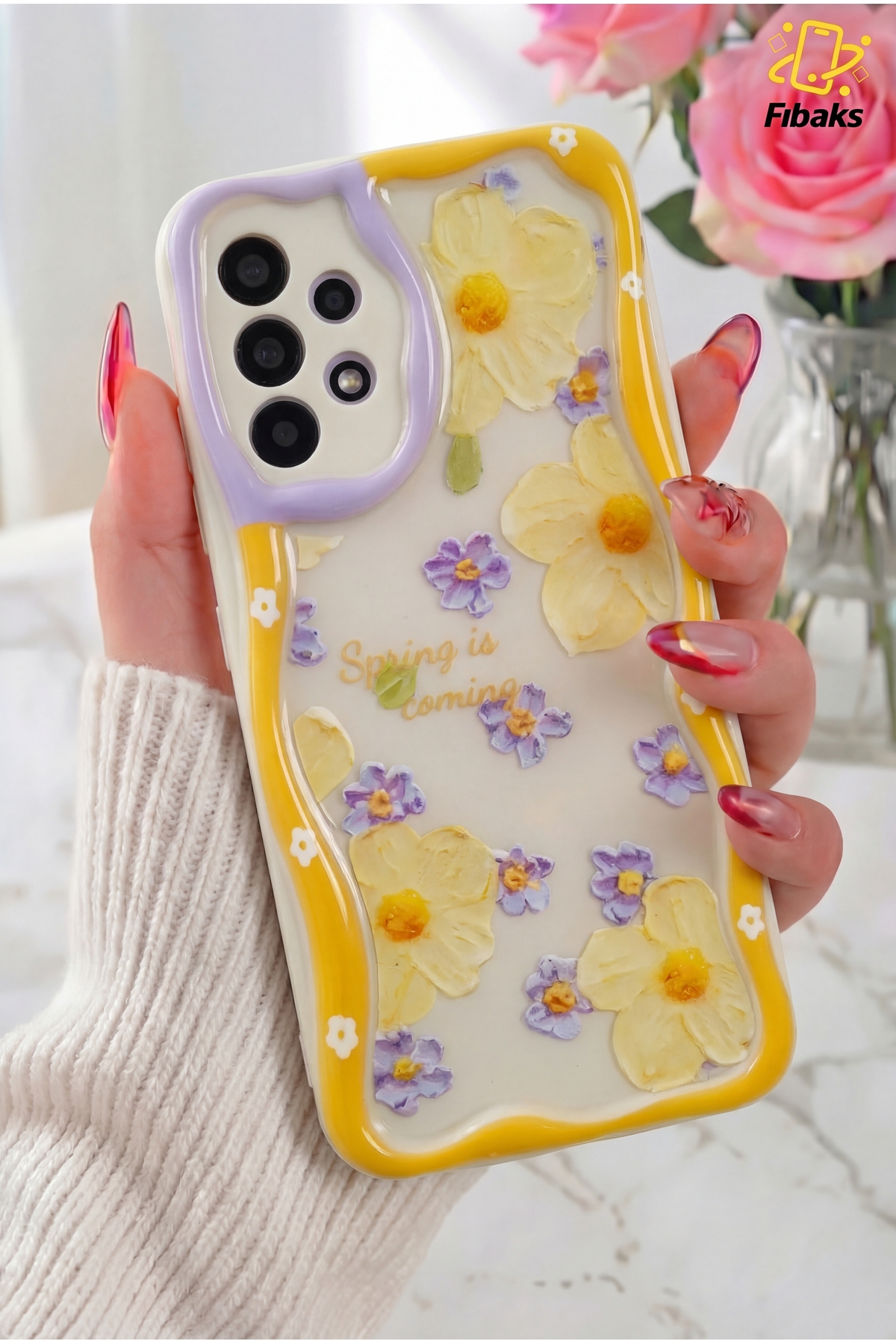 Galaxy A32 4G Case Design Patterned Camera Shielded Daisy Flower Color Silicone Cover