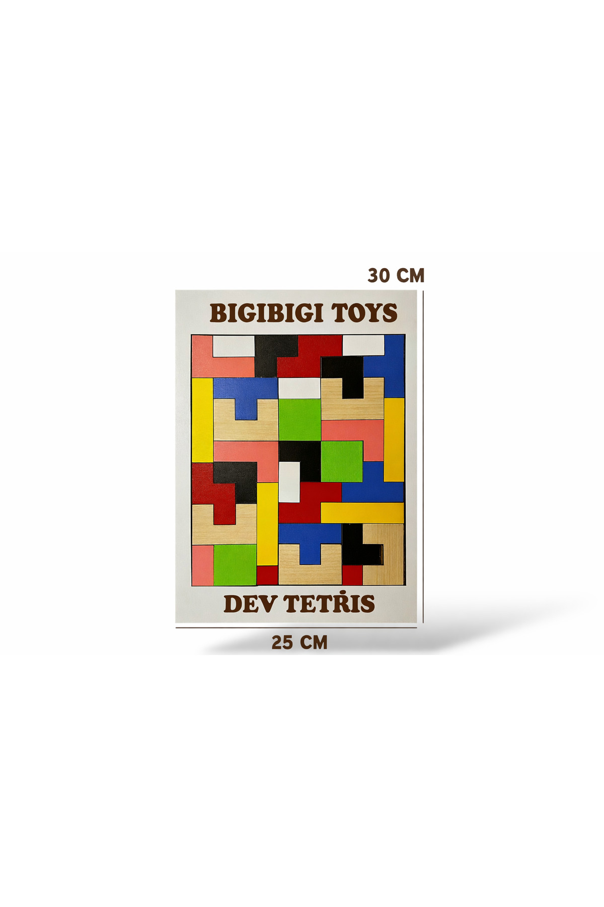 Ahşap Çocuklar İçin Dev Tetris Renkli 25x30 cm - Eğitici Zeka Geliştirici Montessori Yapboz Oyunu-3mm MDF