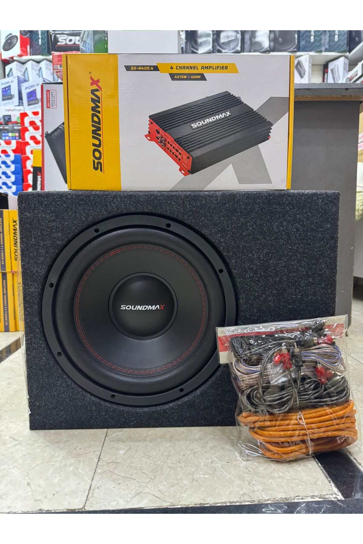 Soundmax Paket Set Sx-FC12 30cm Bass 400rms Sx-N400.4ab 4kanallı