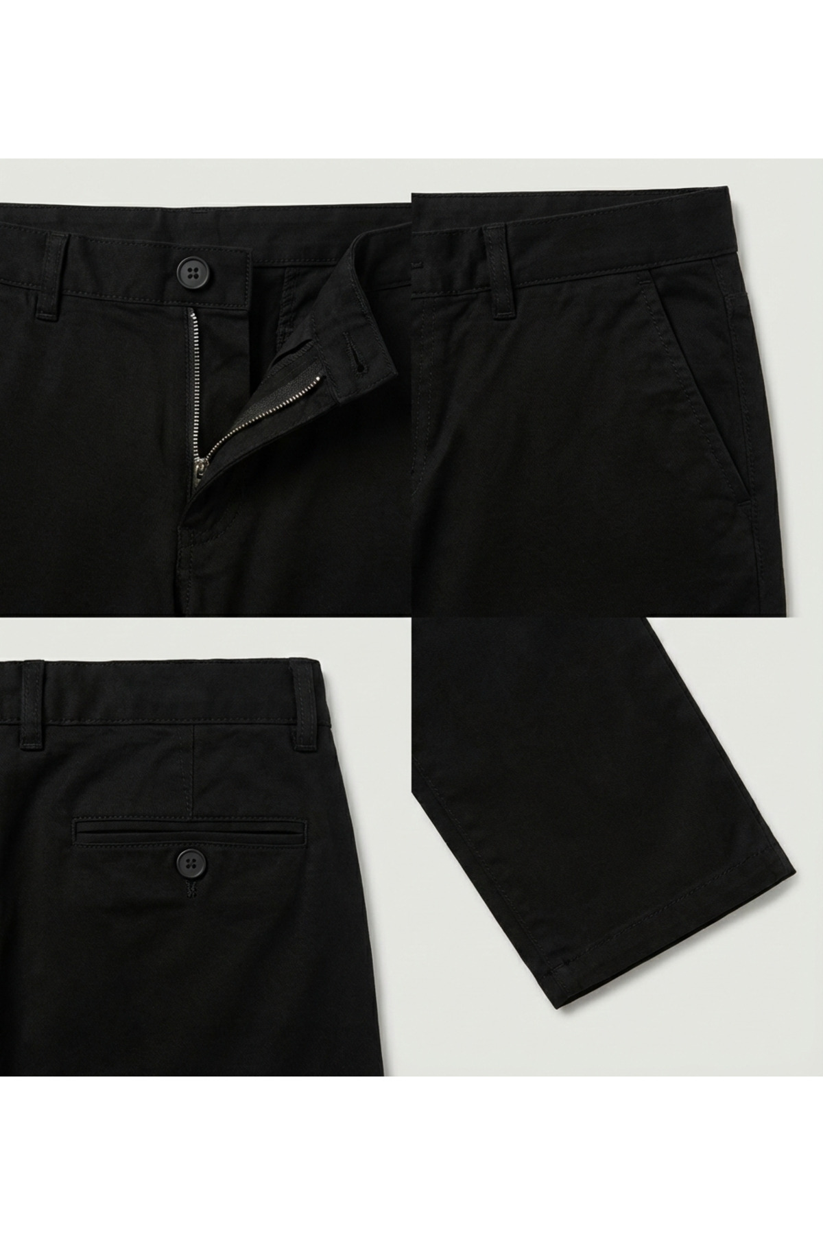 TheSeason Erkek Siyah Gabardin Pamuklu Slim Fit Esnek Ofis Stili Chino Pantolon görsel 4