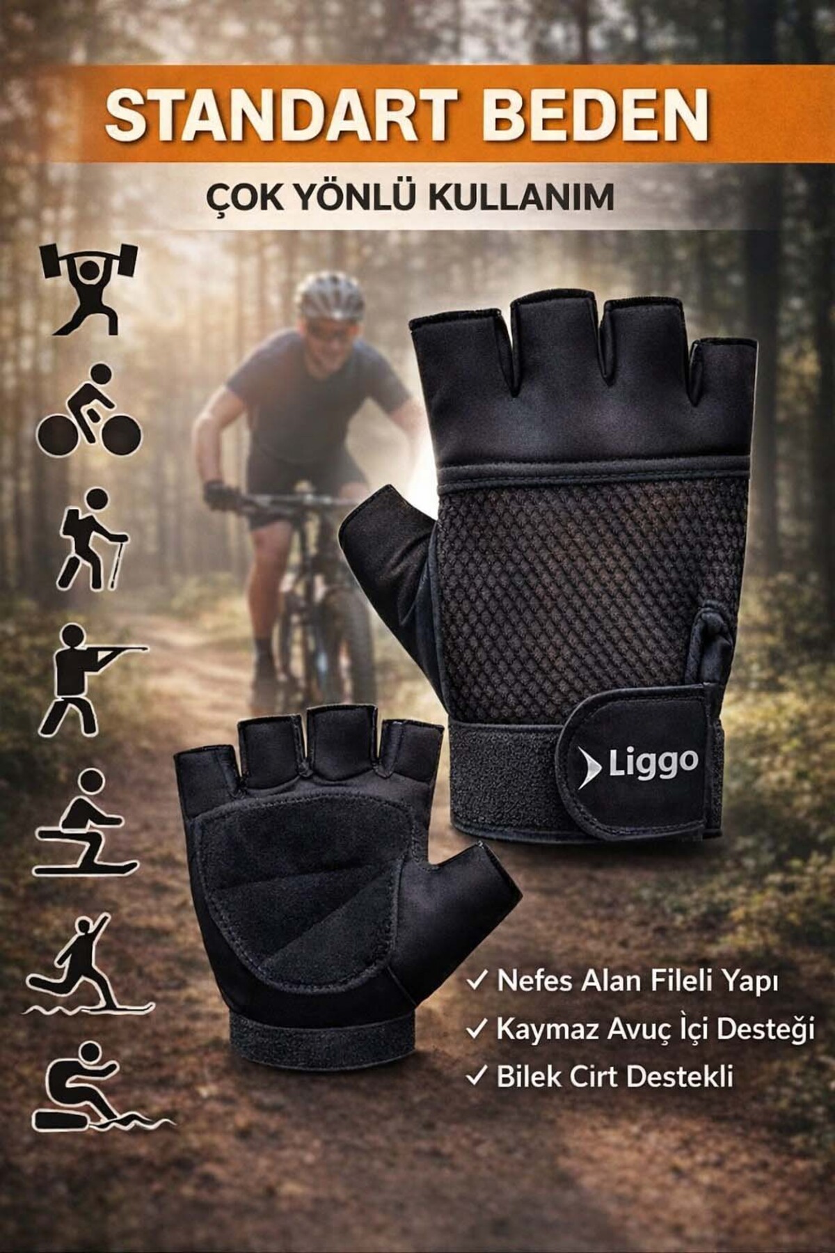 Liggo Bisiklet Eldiveni Motorcu Eldiveni Dağcı Eldiveni Outdoor Spor Eldiven