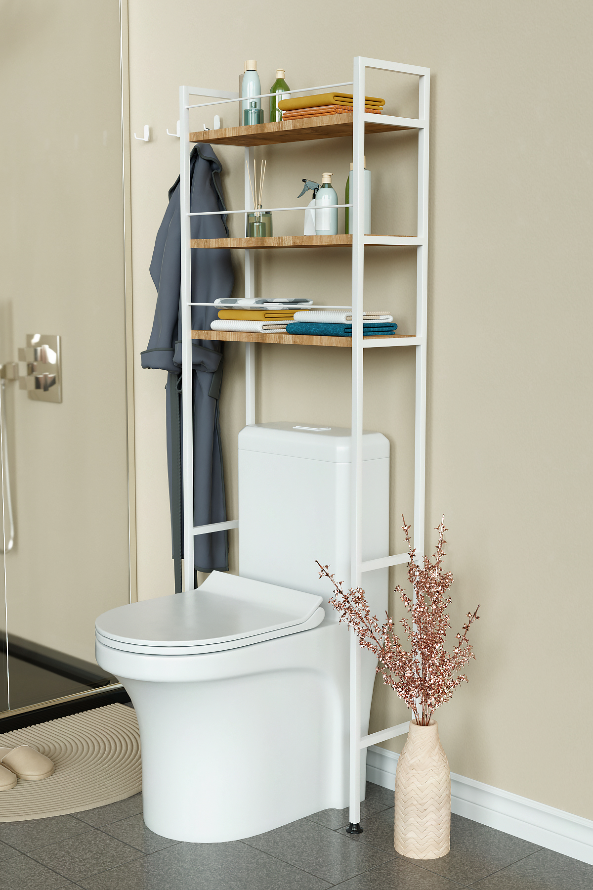 Hediyeler Kapında Klozet Üstü Banyo Düzenleyici Raf Kolay Kurulum ve Bariyerli Dolap fotoğrafı 2 (önizleme)