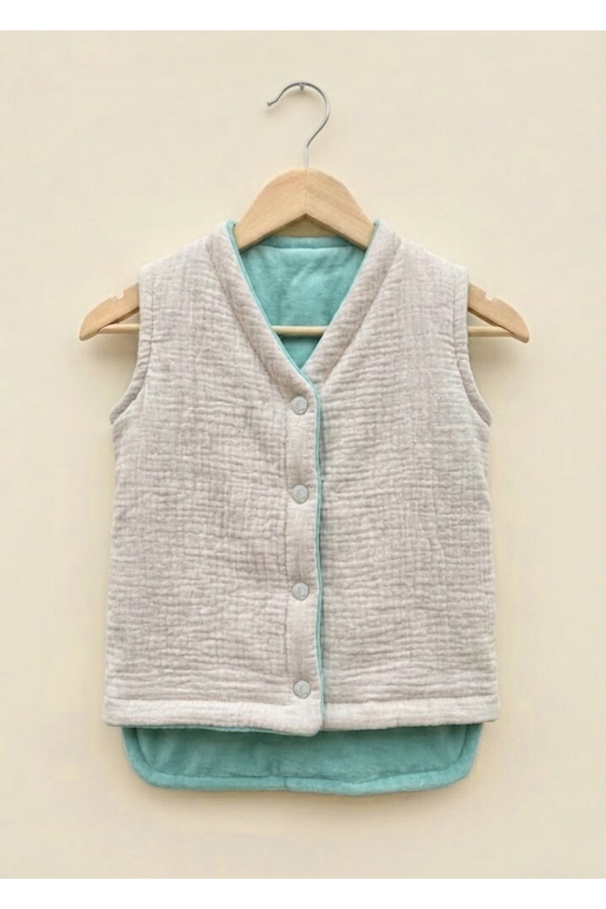 Joyous Mom Kids Müslin Bebek Yelek Organik Müslin Çocuk Yelek Yenidoğan Yelek Kışlık Bebek ve Çocuk Yelek fotoğrafı 2 (önizleme)