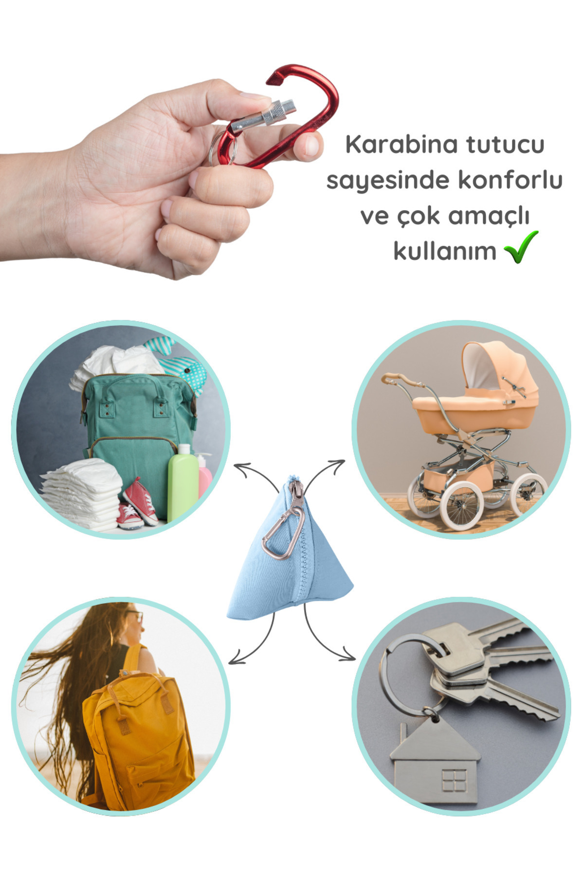 Joyous Mom Kids Pamuklu Yıkanabilir Emzik Çantası Ergonomik Emzik Kılıfı %100 Pamuk Astarlı Mavi fotoğrafı 5 (önizleme)