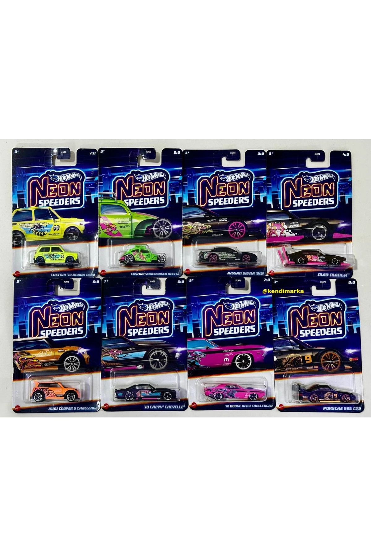 HOT WHEELS HotWheels Neon Speeders Uzun Kart 8'li Full Set - 2025