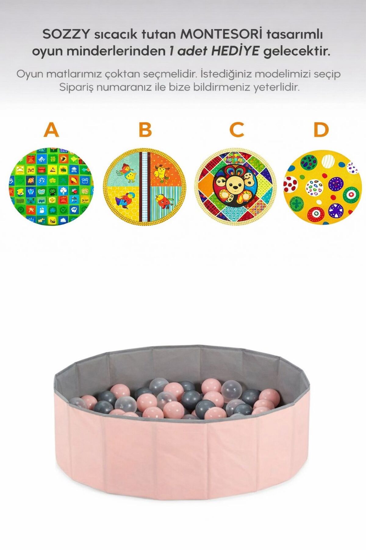 Sozzy Toys 100 toplu Çocuk Top Havuzu – Güvenli Oyun Alanı -Bebek Oyun Havuzu-Sozzy minder HEDİYELİ - PEMBE fotoğrafı 2 (önizleme)