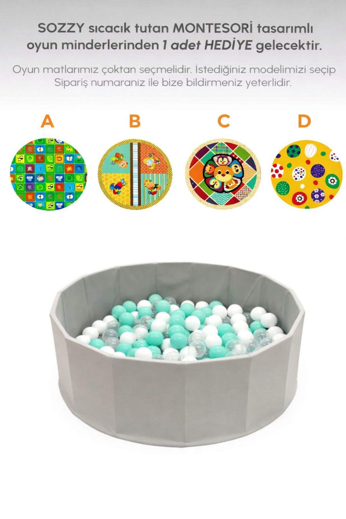 Sozzy Toys 1OO TOPLU Çocuk Top Havuzu – Güvenli Oyun Alanı – Renkli Toplu Bebek Oyun Havuzu - GRİ fotoğrafı 2 (önizleme)