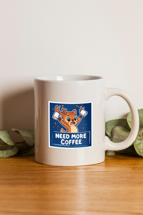 Ankarakomik Ghibli Geyik Need More Coffee Geyik Su Geçirmez Sticker 6x6 cm La...