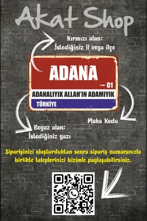 akatshop Kişiye Özel Türkiye İL İLÇE Yön Tabelası Görünümlü Retro Tablo 26x16...