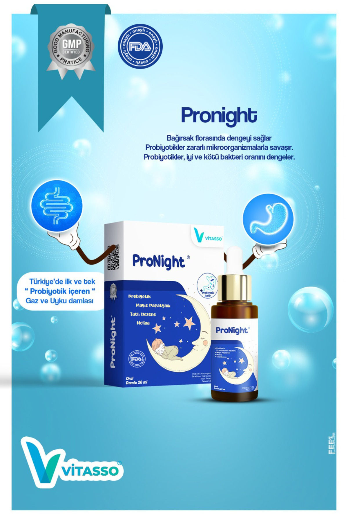 Vitasso Pronight Çocuklar Için Probiyotik Içeren Gaz Ve Uyku Damlası Damla 20 ml fotoğrafı 4 (önizleme)