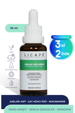 Licape Yağlı Ve Akneli Ciltler İçin Azelaic Acid Cilt Serumu 30ml