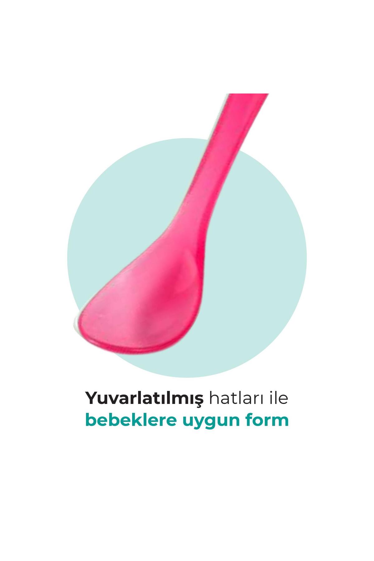 Mamajoo Ergonomik Beslenme Kaşık Seti Pembe & Beyaz, 6 Ay+ İkili - Saklama Kabı Hediyeli fotoğrafı 3 (önizleme)