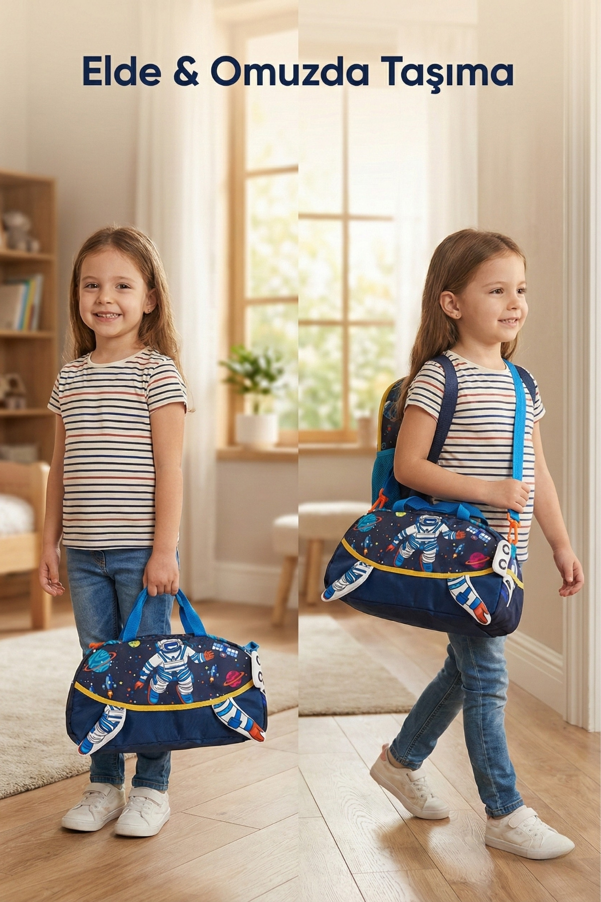 Genel Markalar  Uzay Desenli Çocuk Spor ve Seyahat Çantası 14L – Su Geçirmez, Omuz & El Taşıma - Görsel 7