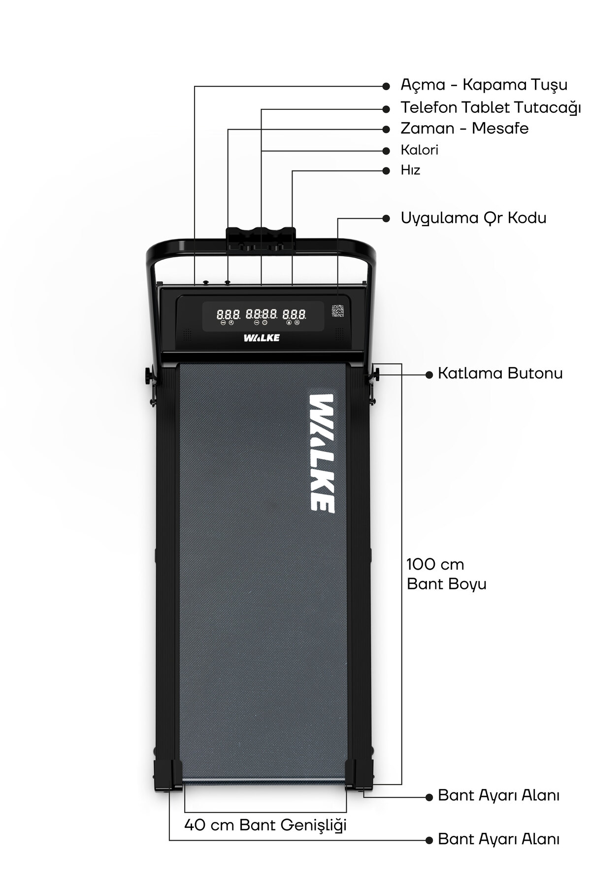 Walke W-fit Bluetoothlu Uygulamalı Uzaktan Kumandalı Koşu Bandı Yürüyüş Bandı