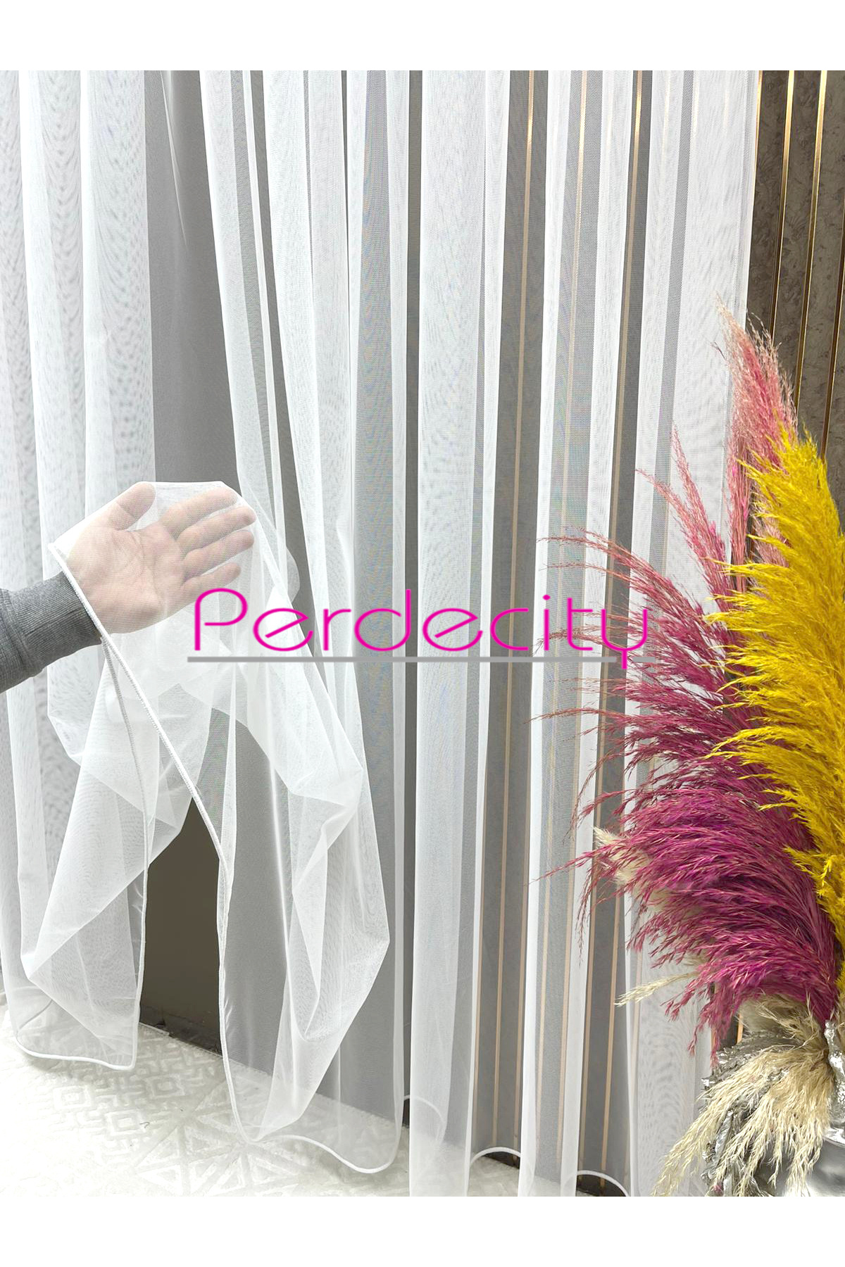 Greek Tulle Curtain Honeycomb Floor Iron-Off Suitable for All Rooms Sparse Pleat 1/2