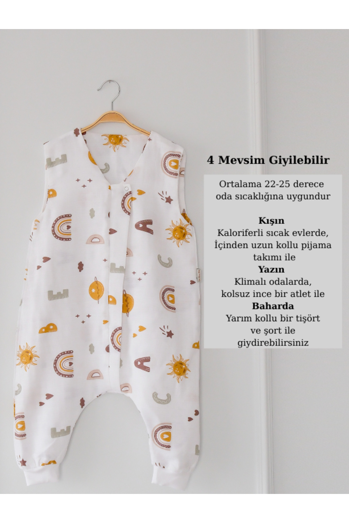 Las Vivas Kids Baharlık-Mevsimlik Çocuk Uyku Tulumu, Organik Pamuklu Müslin Bebek Uyku Tulumu, Kolsuz Tulum fotoğrafı 3 (önizleme)