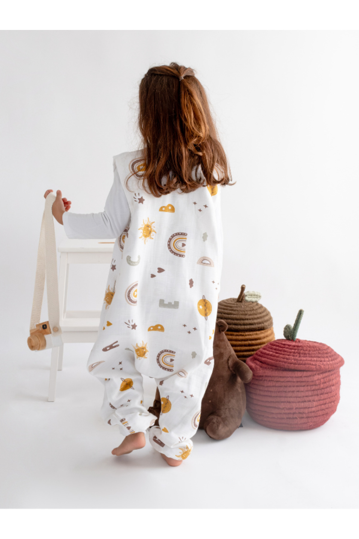 Las Vivas Kids Yazlık Müslin Uyku Tulumu, 0.5 Tog Tek Katlı Çocuk Uyku Tulumu,gökkuşağı Desenli Bebek Unisex Tulum fotoğrafı 6 (önizleme)