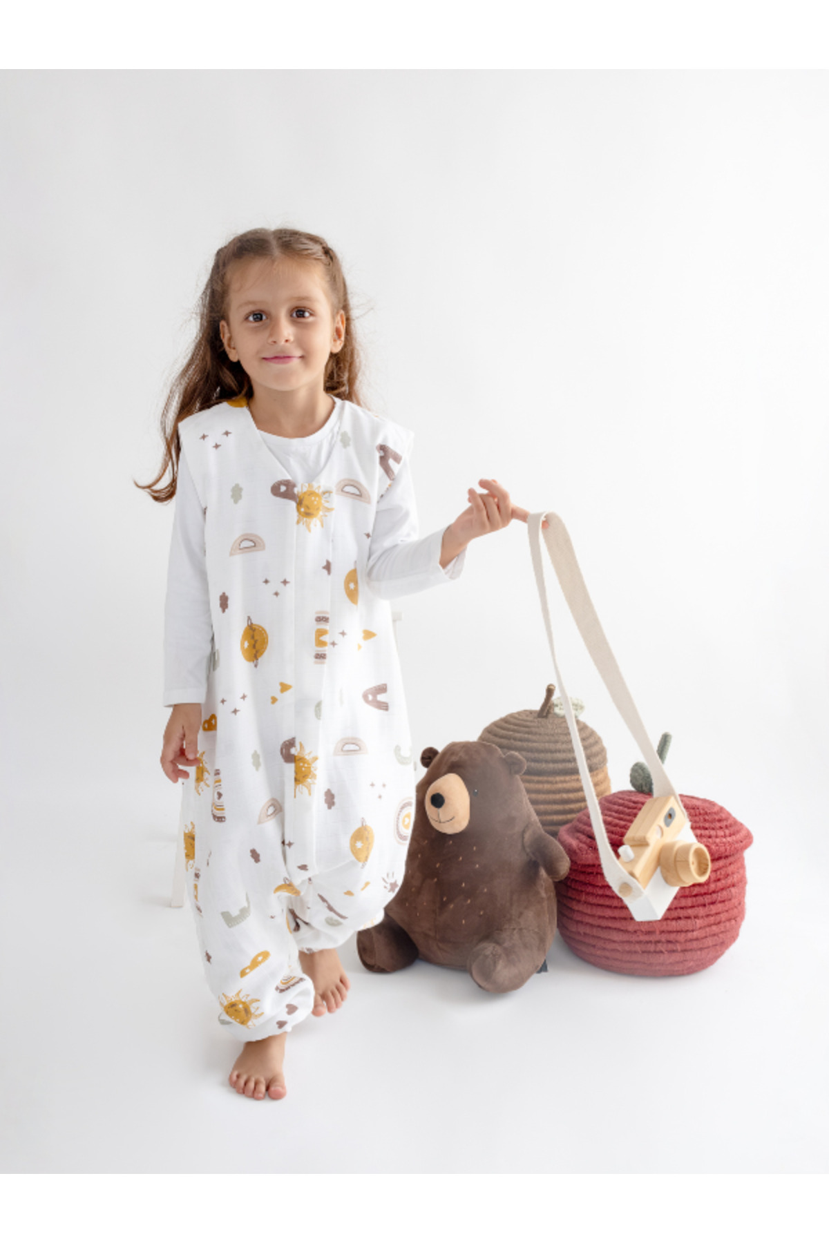 Las Vivas Kids Baharlık-Mevsimlik Çocuk Uyku Tulumu, Organik Pamuklu Müslin Bebek Uyku Tulumu, Kolsuz Tulum fotoğrafı 5 (önizleme)