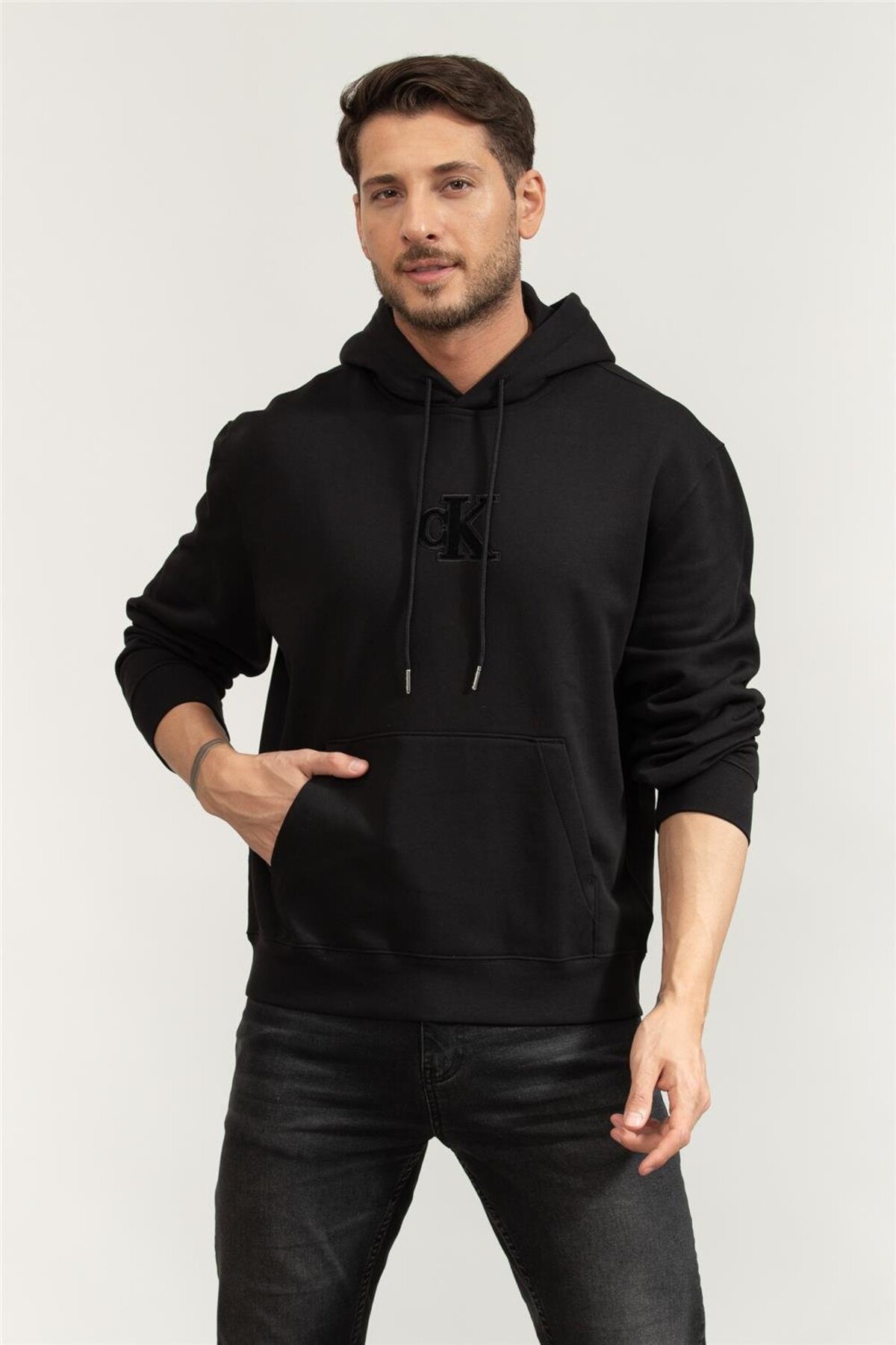 کلوین کلاین سویشرت کلاه دار مردانه طرح پشم گوسفند وجانوران دیگر 350 گرم