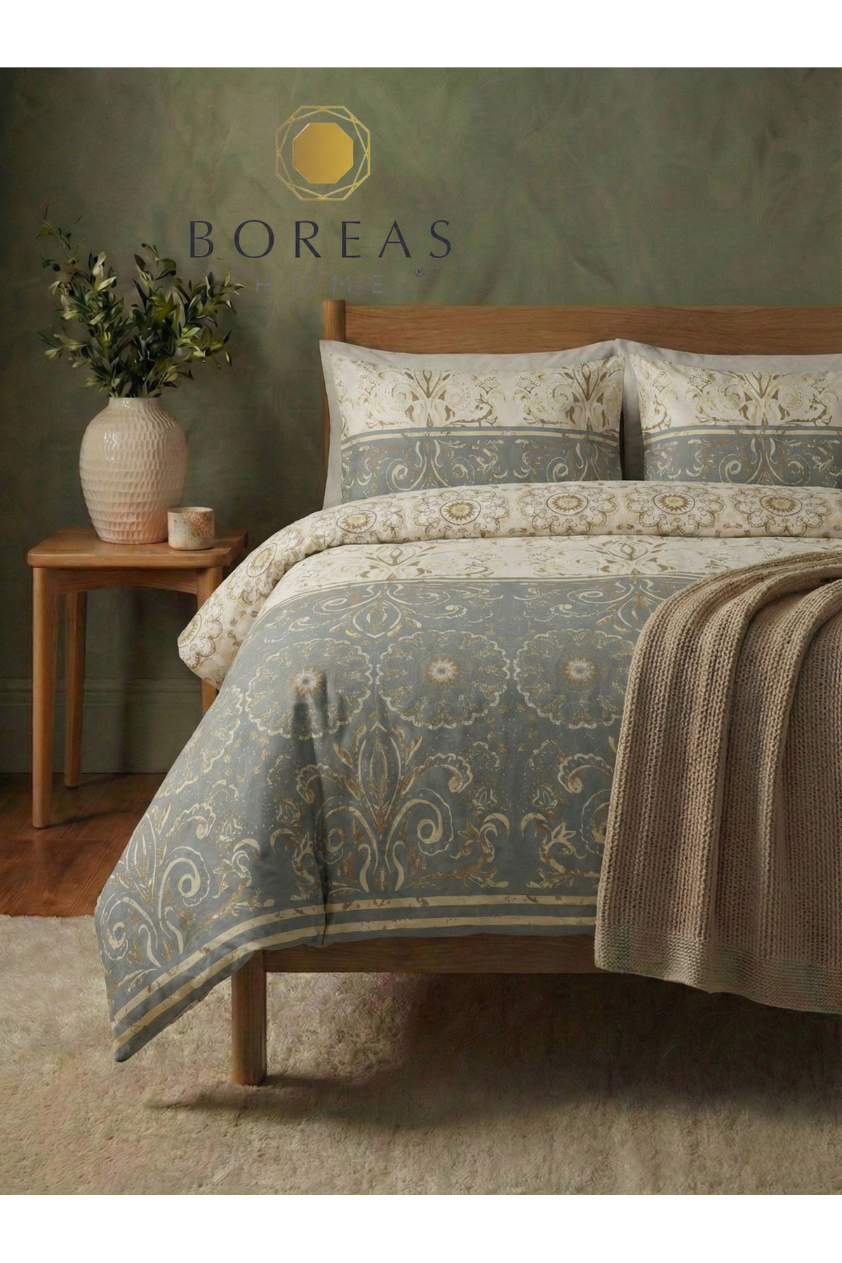 Boreas Home Saray Sheet Elastic Double Duvet Cover Set