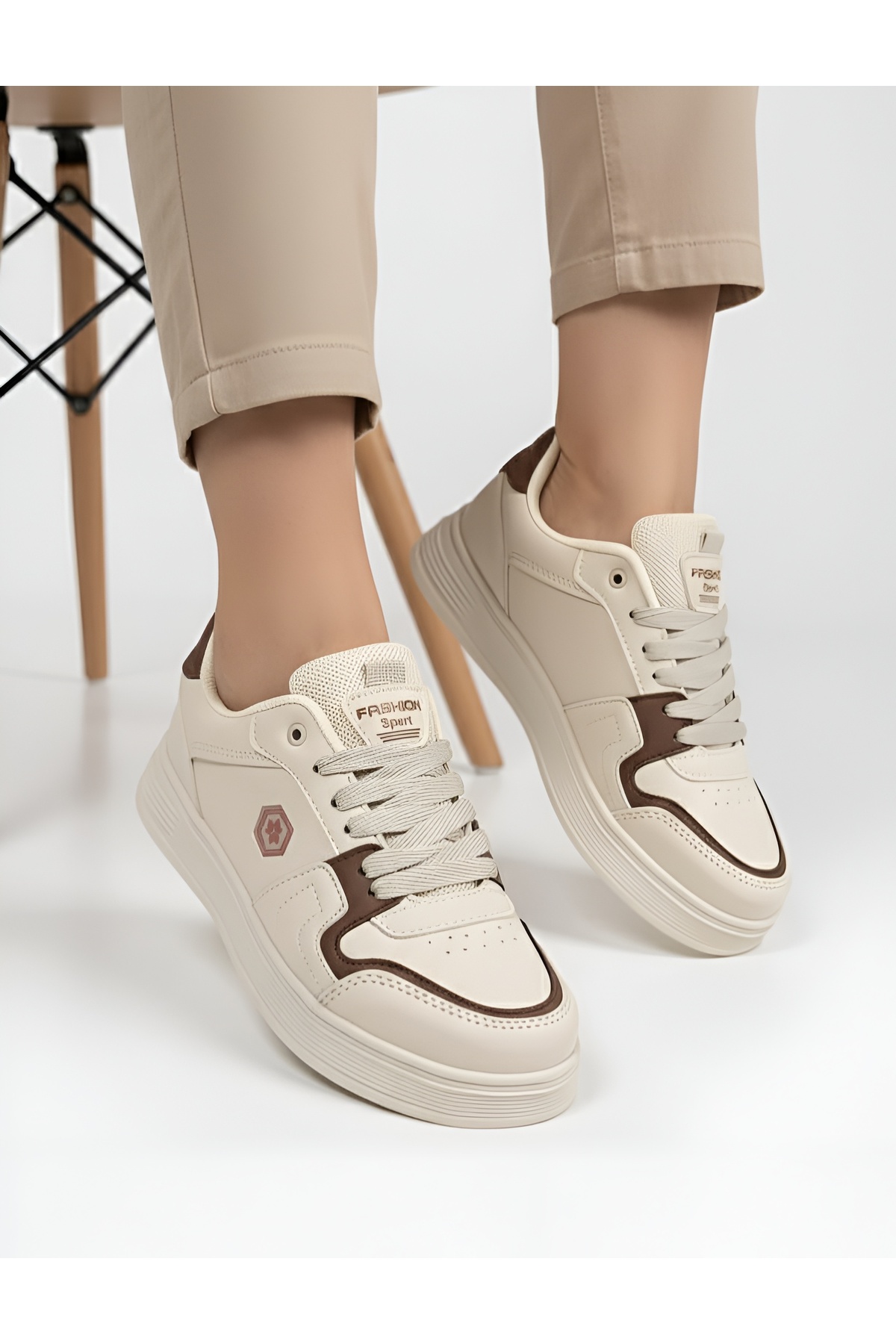 McDark  KADIN BEJ SNEAKER AYAKKABI SUYA DAYANIKLI ULTRA HAFİF TABAN