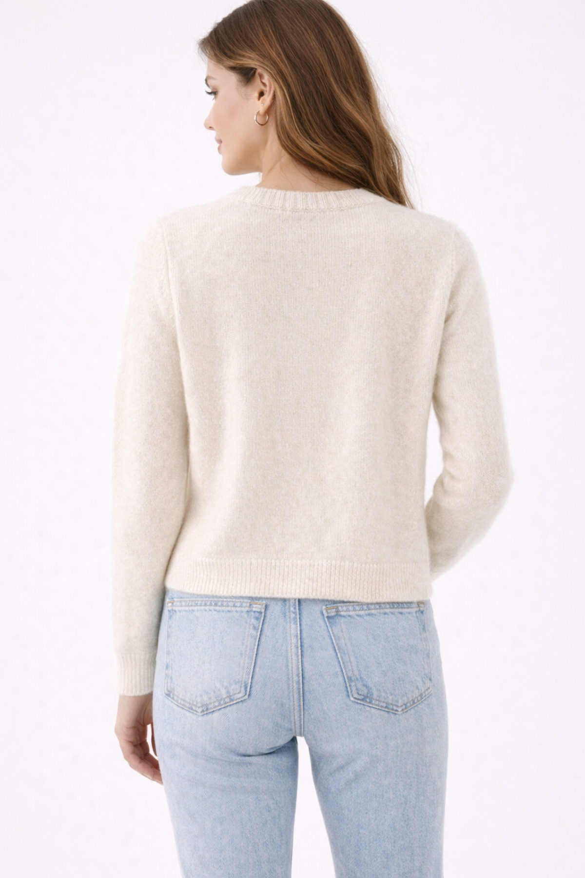 RTD&VLD  Kadın Vita-264 Eray Rahat Kalıp Triko Hırka Ekru - Görsel 2