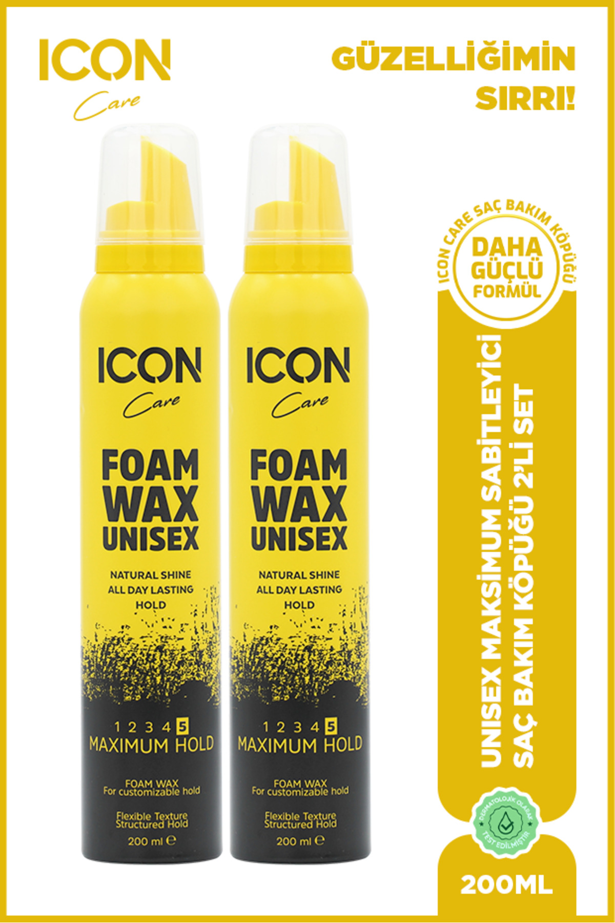 ICON Care Saç Köpük Şekillendiri Wax 200ml Maximum Hold 2'Lİ SET — 8682678302383-2x