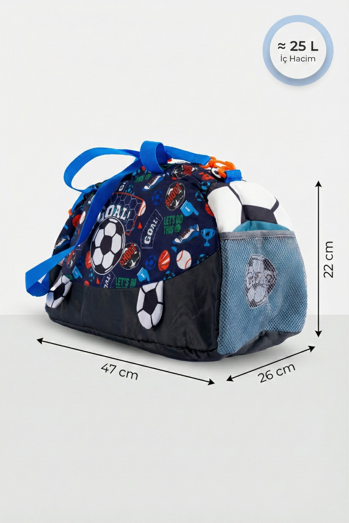 Genel Markalar  Goal Desenli Çocuk Spor ve Seyahat Çantası 25L – Su Geçirmez, Omuz & El Taşıma - Görsel 2
