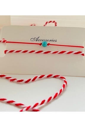 KOALA COMPANY 20 ADET KARTLI FİRUZE TAŞI FİGÜRLÜ KIRMIZI İP VE MARTENİÇKA BİL...