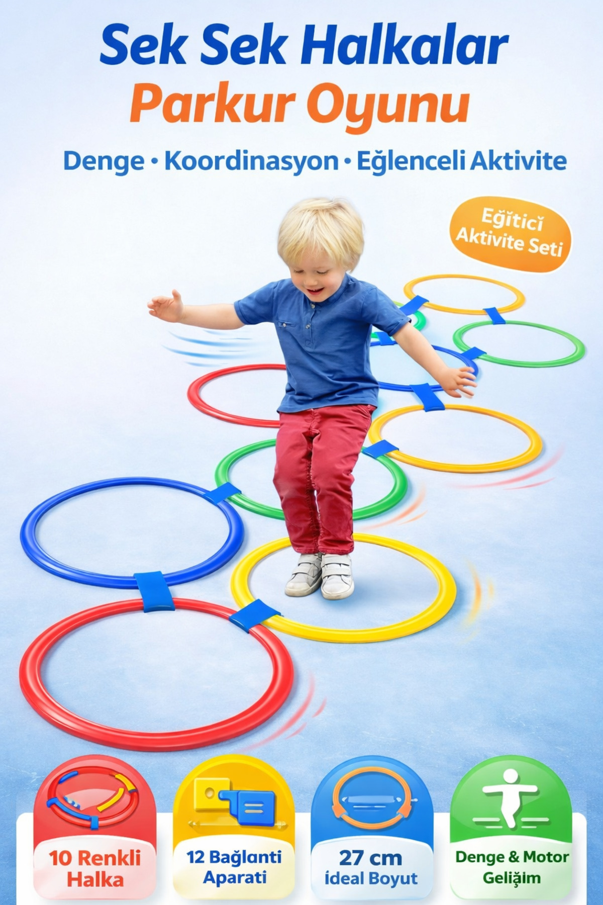 Hopscotch Ring Game Circle Sets 22 Pieces - Ring Hopscotch Sensory Training Circles 27 cm