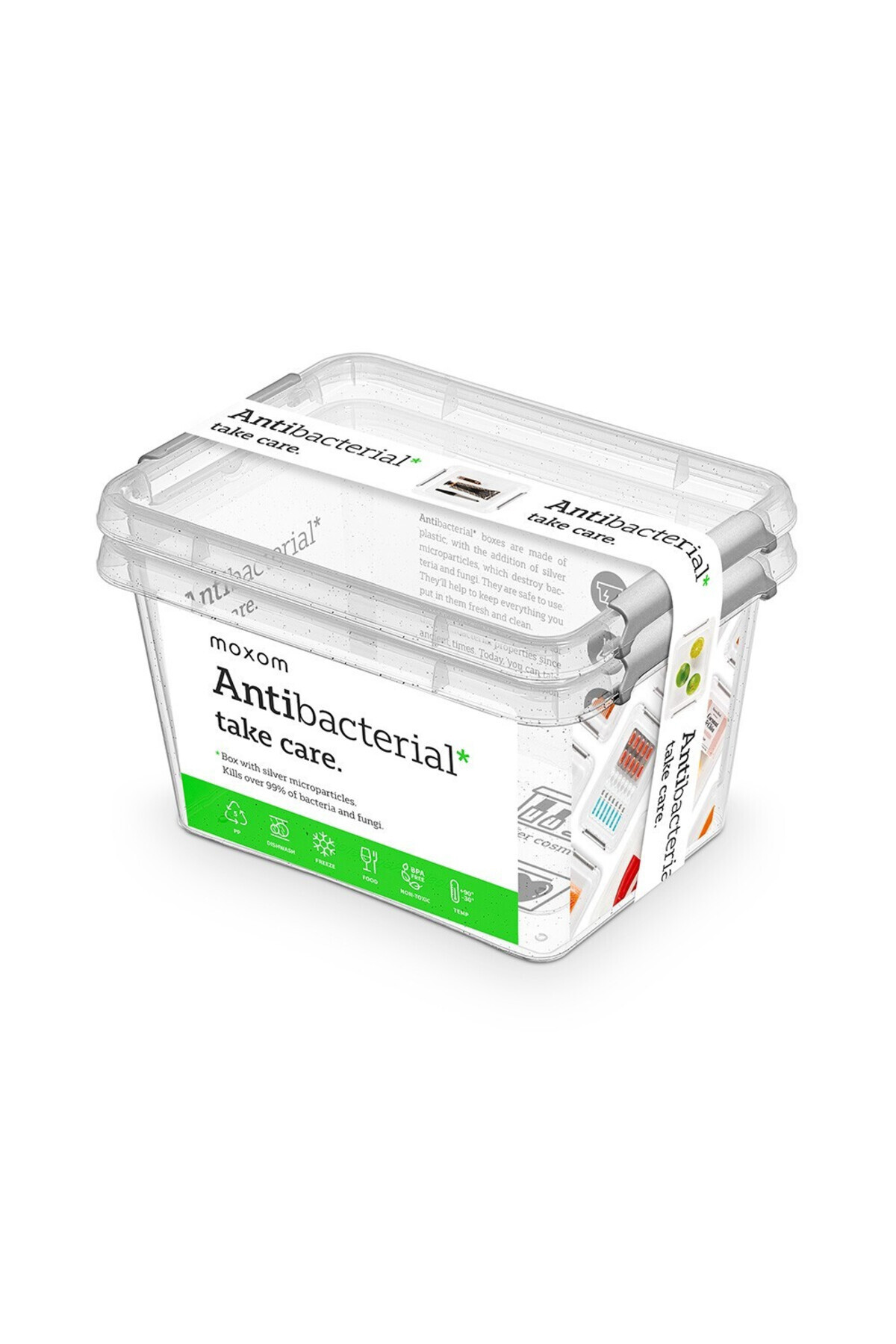 ALTOM DESIGN Set De 2 Caserole Altom, Plastic, Particule De Argint, 2 Litri, 20 X 15 X 11 Cm - One Size