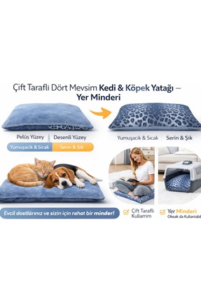 Royal Paws Dört Mevsim Çift Taraflı Kullanılabilen Kedi Köpek Yatağı ve Yer M...