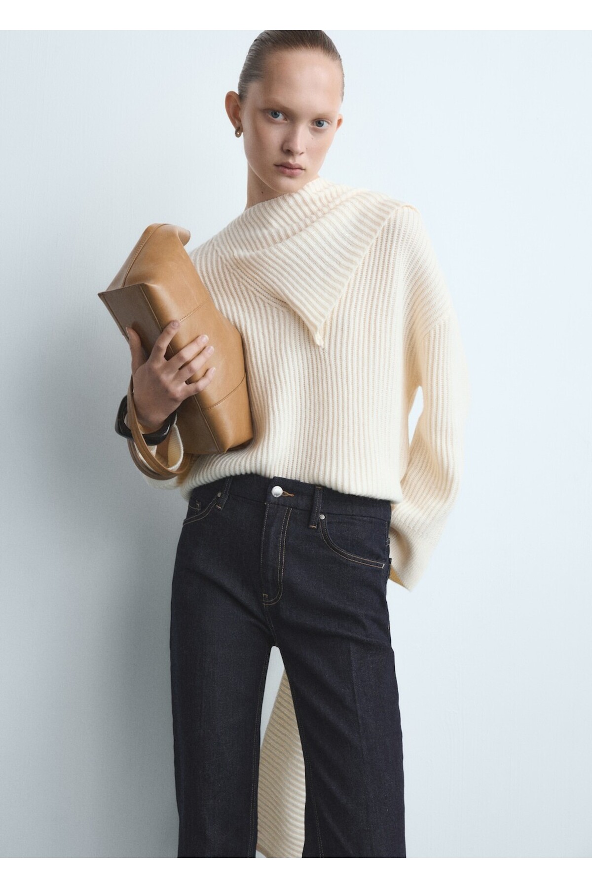 MANGO  Violeta yüksek bel flare jean pantolon - Görsel 7